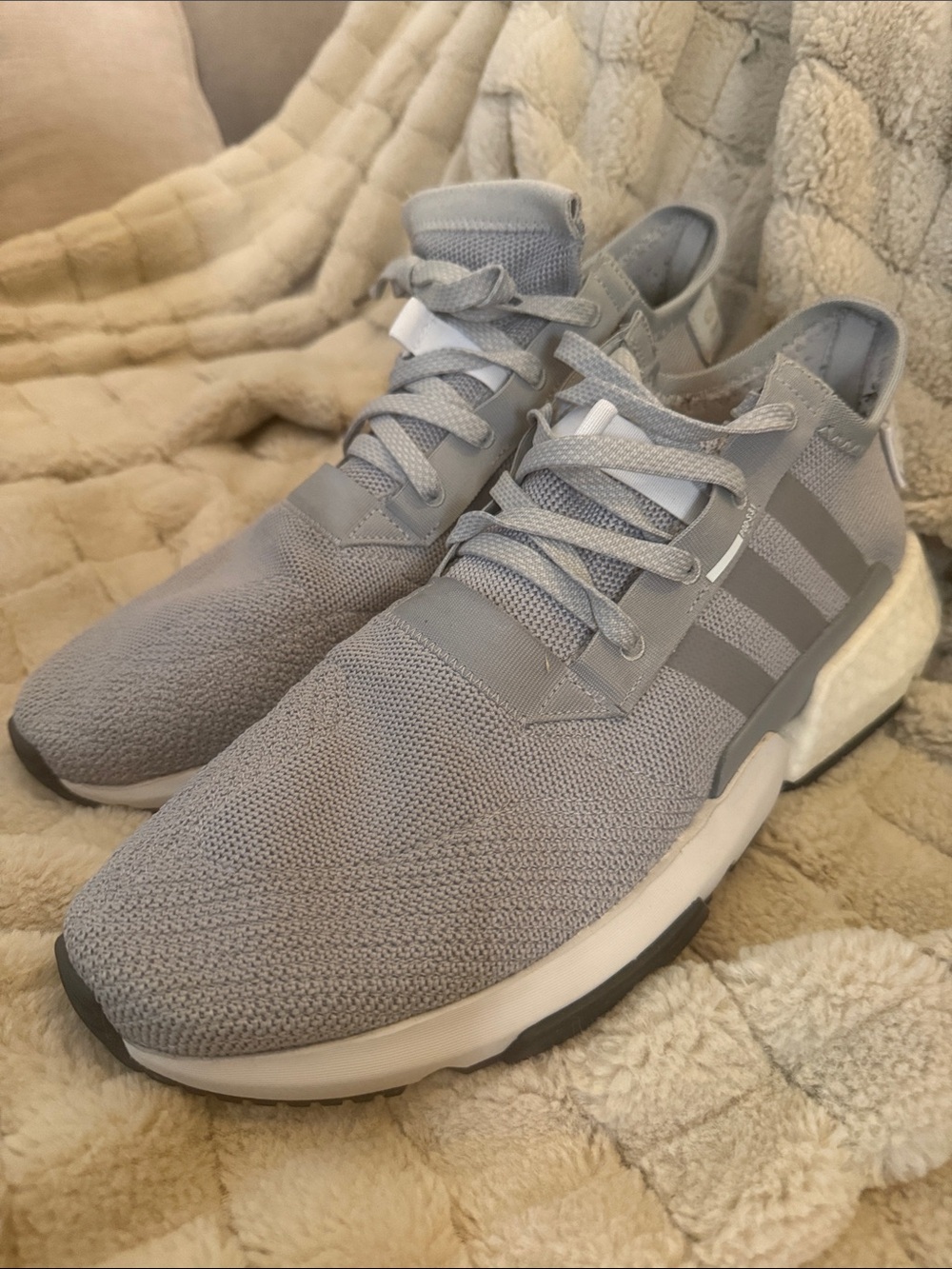 adidas Men’s Gray Knit Lace-Up Sneakers